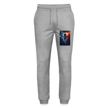 Astronaut 5 - Stanley/Stella Mover Unisex Organic Jogging Trousers - heather grey - Front - Marisol (170cm) & Nik (191cm)