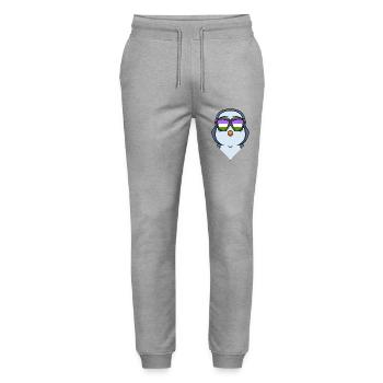 Genderqueer Penguin - Stanley/Stella Mover Unisex Organic Jogging Trousers - heather grey - Front - Marisol (170cm) & Nik (191cm)