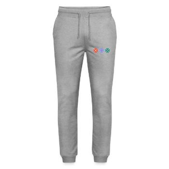HERZ. HEILIGER VALENTINSTAG. Junggesellinnenabschied. ICH LIEBE DICH. ICH LIEBE DICH - Stanley/Stella Unisex Bio Jogginghose Mover  - Grau meliert - Vorne - Marisol (170cm) & Nik (191cm)