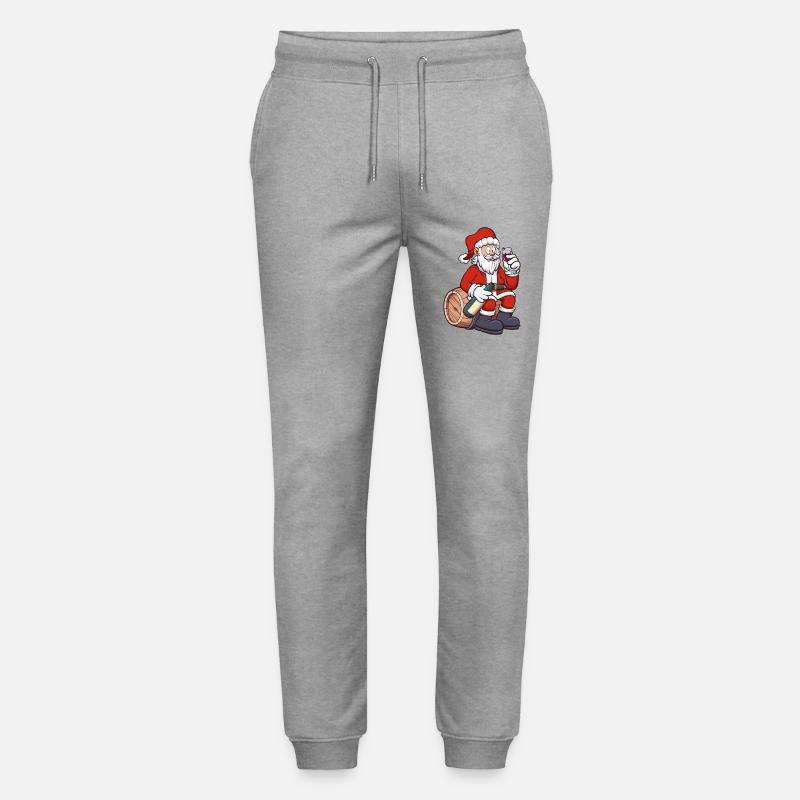 Santa Claus Drinking Wine - Stanley/Stella Mover Unisex Organic Jogging Trousers - heather grey