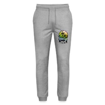 Italy 2025 Holiday Palm Trees - Stanley/Stella Mover Unisex Organic Jogging Trousers - heather grey - Front - Marisol (170cm) & Nik (191cm)