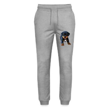 Rottweiler Puppy Dogs Rottweiler Puppy Dog - Pantalon de jogging bio MOVER Stanley/Stella unisexe - gris chiné - Devant - Marisol (170cm) & Nik (191cm)
