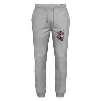 Jik le bison - Pantalon de jogging bio MOVER Stanley/Stella unisexe - gris chiné - Devant - Marisol (170cm) & Nik (191cm)
