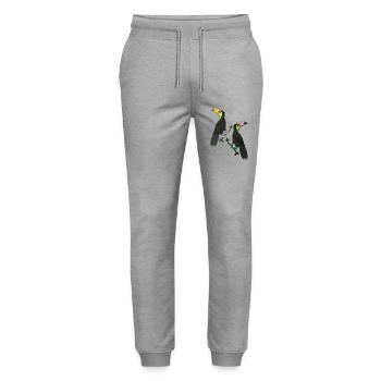 Toucan Two - Stanley/Stella Mover Unisex Organic Jogging Trousers - heather grey - Front - Marisol (170cm) & Nik (191cm)