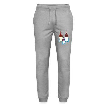 Gnomes dwarfs big and small - Stanley/Stella Mover Unisex Organic Jogging Trousers - heather grey - Front - Marisol (170cm) & Nik (191cm)
