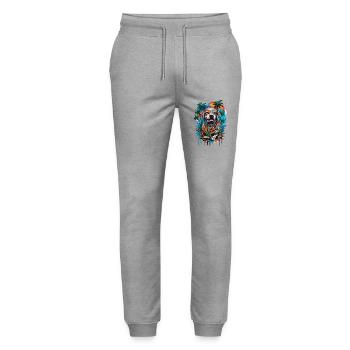 Tattoo / Tier / Kunst / cool / Comic / Hund - Stanley/Stella Unisex Bio Jogginghose Mover  - Grau meliert - Vorne - Marisol (170cm) & Nik (191cm)
