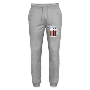 Coffee Frenchpress Cappuccino Latte Art - Stanley/Stella Mover Unisex Organic Jogging Trousers - heather grey - Front - Marisol (170cm) & Nik (191cm)