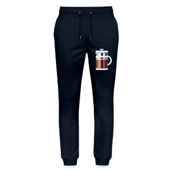 Coffee Frenchpress Cappuccino Latte Art - Stanley/Stella Mover Unisex Organic Jogging Trousers - navy - Front - Marisol (170cm) & Nik (191cm)