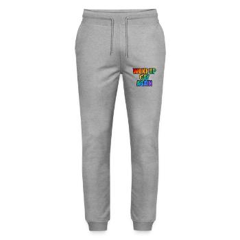 Wieder schwul aufgewacht - lustige LGBTQ-Pride - Stanley/Stella Unisex Bio Jogginghose Mover  - Grau meliert - Vorne - Marisol (170cm) & Nik (191cm)