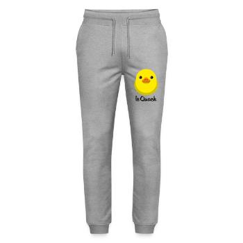 Küken Gelb le Quack für helle Untergründe - Stanley/Stella Unisex Bio Jogginghose Mover  - Grau meliert - Vorne - Marisol (170cm) & Nik (191cm)