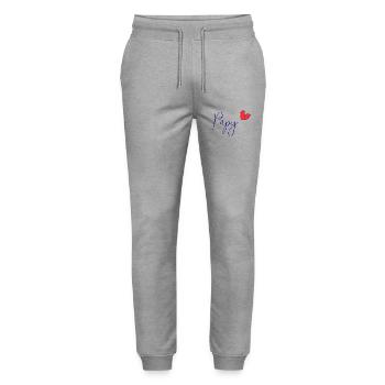 GRANDPA. DAD. FATHER's DAY. HAPPY BIRTHDAY DAD. FEAST - Stanley/Stella Mover Unisex Organic Jogging Trousers - heather grey - Front - Marisol (170cm) & Nik (191cm)