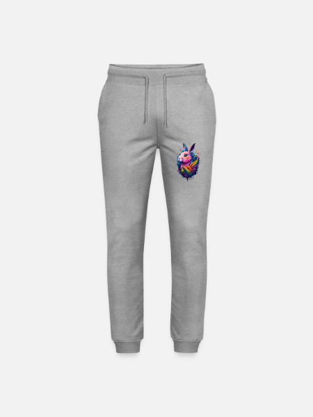 Illustration d’un lapin - Pantalon de jogging bio MOVER Stanley/Stella unisexe - gris chiné