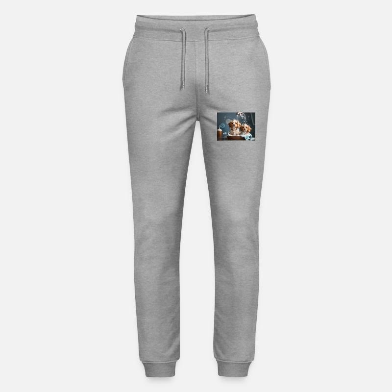 Hunde beim Baden - Stanley/Stella Unisex Bio Jogginghose Mover  - Grau meliert