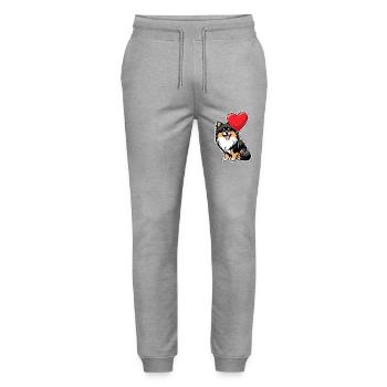 Zwergspitz Herz - Valentinstag - Stanley/Stella Unisex Bio Jogginghose Mover  - Grau meliert - Vorne - Marisol (170cm) & Nik (191cm)