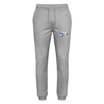 Niedliches Flugzeug - Stanley/Stella Unisex Bio Jogginghose Mover  - Grau meliert - Vorne - Marisol (170cm) & Nik (191cm)