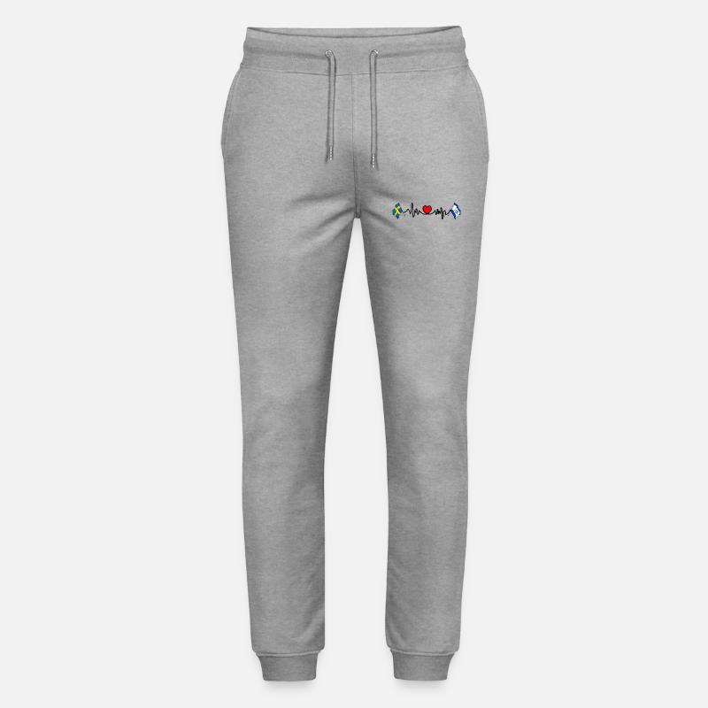 Cardio heart Drapeau Suède, drapeau Israël - Pantalon de jogging bio MOVER Stanley/Stella unisexe - gris chiné