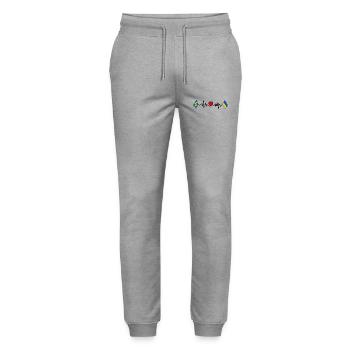 Cardio heart Flag Sweden, flag Ukraine - Stanley/Stella Mover Unisex Organic Jogging Trousers - heather grey - Front - Marisol (170cm) & Nik (191cm)