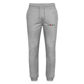 Cardio heart Flag Finland, flag Ukraine - Stanley/Stella Mover Unisex Organic Jogging Trousers - heather grey - Front - Marisol (170cm) & Nik (191cm)