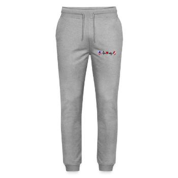 Cardio Heart Flag USA, Peru - Stanley/Stella Unisex Bio Jogginghose Mover  - Grau meliert - Vorne - Marisol (170cm) & Nik (191cm)