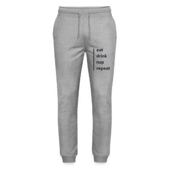Eat Drink Nap - Stanley/Stella Mover Unisex Organic Jogging Trousers - heather grey - Front - Marisol (170cm) & Nik (191cm)