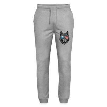 Wolf head usaventures - Pantalon de jogging bio MOVER Stanley/Stella unisexe - gris chiné - Devant - Marisol (170cm) & Nik (191cm)
