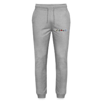 Terschelling & Friesland Heartbeat - Stanley/Stella Mover Unisex Organic Jogging Trousers - heather grey - Front - Marisol (170cm) & Nik (191cm)