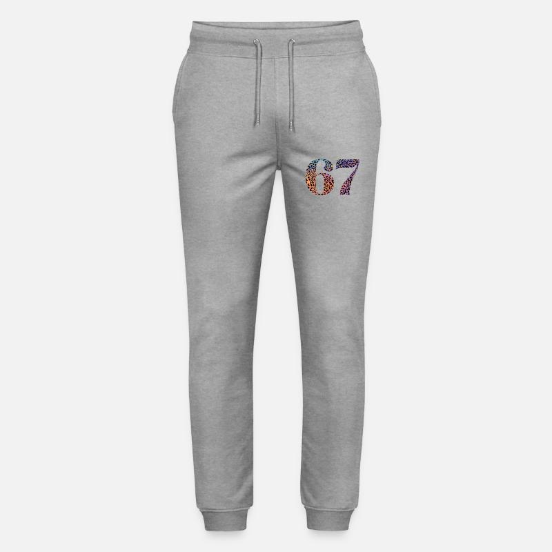 67th Birthday Leopard - Stanley/Stella Mover Unisex Organic Jogging Trousers - heather grey