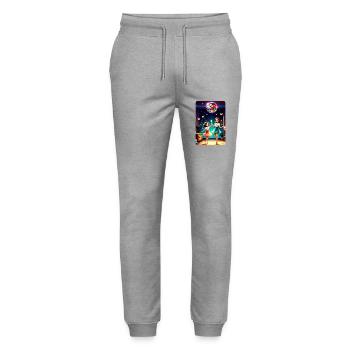 personalisiertes Design-Muttergeschenk - Stanley/Stella Unisex Bio Jogginghose Mover  - Grau meliert - Vorne - Marisol (170cm) & Nik (191cm)