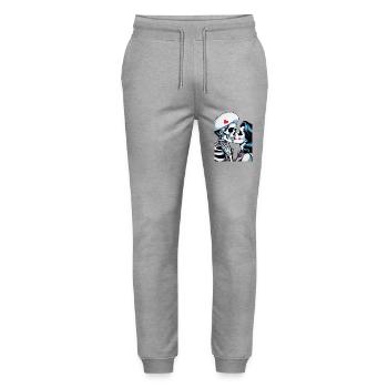 Skelett Paar - Stanley/Stella Unisex Bio Jogginghose Mover  - Grau meliert - Vorne - Marisol (170cm) & Nik (191cm)