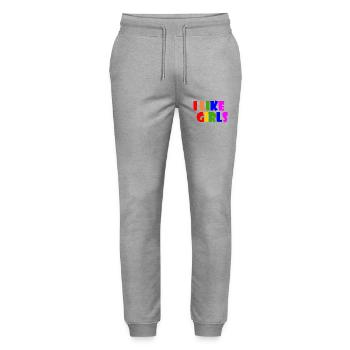 I like girls - Stanley/Stella Mover Unisex Organic Jogging Trousers - heather grey - Front - Marisol (170cm) & Nik (191cm)