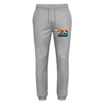 2025 - Stanley/Stella Mover Unisex Organic Jogging Trousers - heather grey - Front - Marisol (170cm) & Nik (191cm)