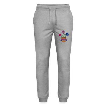 bisexual flowers - Stanley/Stella Unisex Bio Jogginghose Mover  - Grau meliert - Vorne - Marisol (170cm) & Nik (191cm)