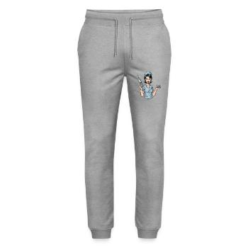 Freche Schwester: Dein Humor im Gesundheitswesen! - Stanley/Stella Unisex Bio Jogginghose Mover  - Grau meliert - Vorne - Marisol (170cm) & Nik (191cm)