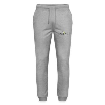 Sad Me (sad) + Gin Tonic = Happy Me - Stanley/Stella Mover Unisex Organic Jogging Trousers - heather grey - Front - Marisol (170cm) & Nik (191cm)