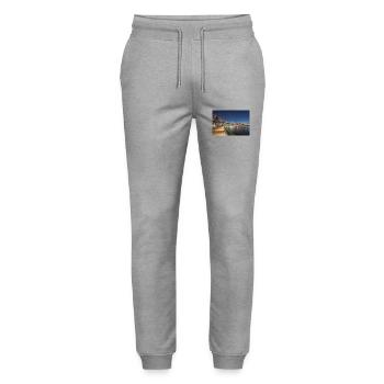 Panoramic View Brooklyn Bridge and Skyline - Stanley/Stella Mover Unisex Organic Jogging Trousers - heather grey - Front - Marisol (170cm) & Nik (191cm)