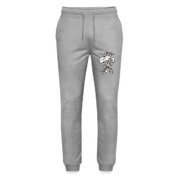 Skull Skeleton King Crown - Stanley/Stella Mover Unisex Organic Jogging Trousers - heather grey - Front - Marisol (170cm) & Nik (191cm)