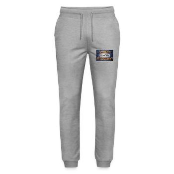 Gib niemals auf, mach weiter und sag Schriftzug Graffiti - Stanley/Stella Unisex Bio Jogginghose Mover  - Grau meliert - Vorne - Marisol (170cm) & Nik (191cm)