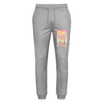 Papas et filles en ballons pastel - Pantalon de jogging bio MOVER Stanley/Stella unisexe - gris chiné - Devant - Marisol (170cm) & Nik (191cm)
