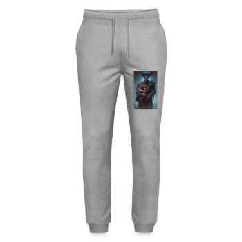 dark monster child guardian - Stanley/Stella Mover Unisex Organic Jogging Trousers - heather grey - Front - Marisol (170cm) & Nik (191cm)