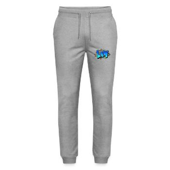 Graffiti LAN Cracks Bricks Yellow - Stanley/Stella Mover Unisex Organic Jogging Trousers - heather grey - Front - Marisol (170cm) & Nik (191cm)
