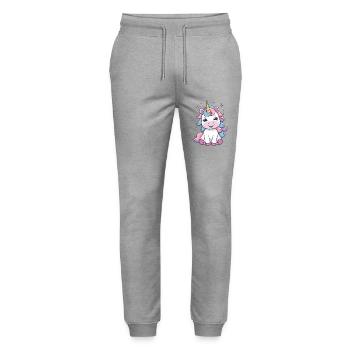 Mignon bébé licorne - Design magique - Pantalon de jogging bio MOVER Stanley/Stella unisexe - gris chiné - Devant - Marisol (170cm) & Nik (191cm)