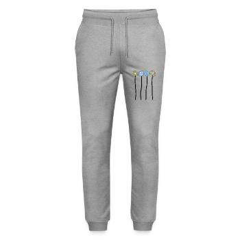 69 Flower Power 70s T Shirts Limited Edition - Stanley/Stella Mover Unisex Organic Jogging Trousers - heather grey - Front - Marisol (170cm) & Nik (191cm)