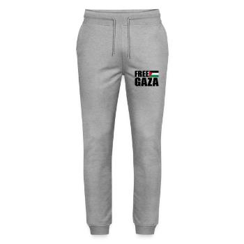 Free gaza - Stanley/Stella Unisex Bio Jogginghose Mover  - Grau meliert - Vorne - Marisol (170cm) & Nik (191cm)