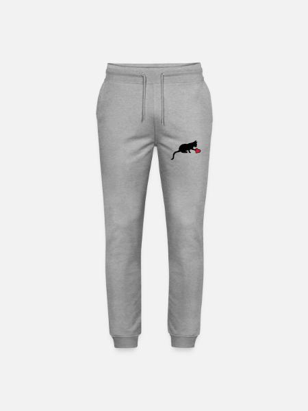 Cute kitten touches heart - Stanley/Stella Mover Unisex Organic Jogging Trousers - heather grey