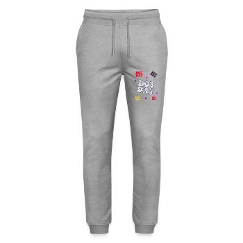 Dotday colorful - Text Pattern - Stanley/Stella Mover Unisex Organic Jogging Trousers - heather grey - Front - Marisol (170cm) & Nik (191cm)