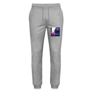 CyberStadt - Stanley/Stella Unisex Bio Jogginghose Mover  - Grau meliert - Vorne - Marisol (170cm) & Nik (191cm)