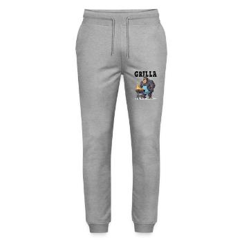 Grilling Grilla Griller Gorilla BBQ Saying Funny - Stanley/Stella Mover Unisex Organic Jogging Trousers - heather grey - Front - Marisol (170cm) & Nik (191cm)