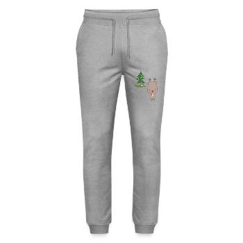 elch mit weihnachtsbaum - Stanley/Stella Unisex Bio Jogginghose Mover  - Grau meliert - Vorne - Marisol (170cm) & Nik (191cm)