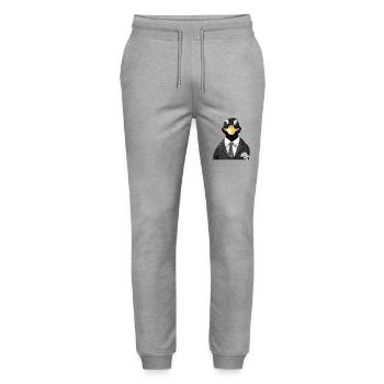 Ente im Anzug, lustiges Tier, chick, Geschenkidee - Stanley/Stella Unisex Bio Jogginghose Mover  - Grau meliert - Vorne - Marisol (170cm) & Nik (191cm)