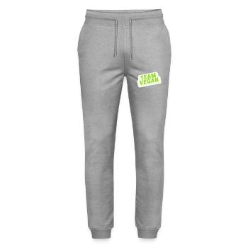 Team Vegan Veganer Vegetarier - Stanley/Stella Unisex Bio Jogginghose Mover  - Grau meliert - Vorne - Marisol (170cm) & Nik (191cm)